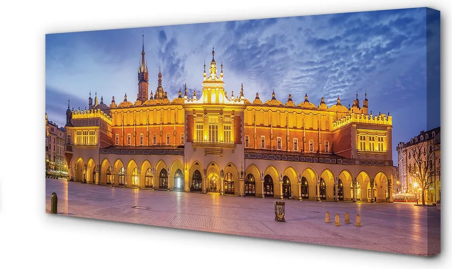 Obraz drukowany na płótnie Sukiennice o Zachodzie Słońca