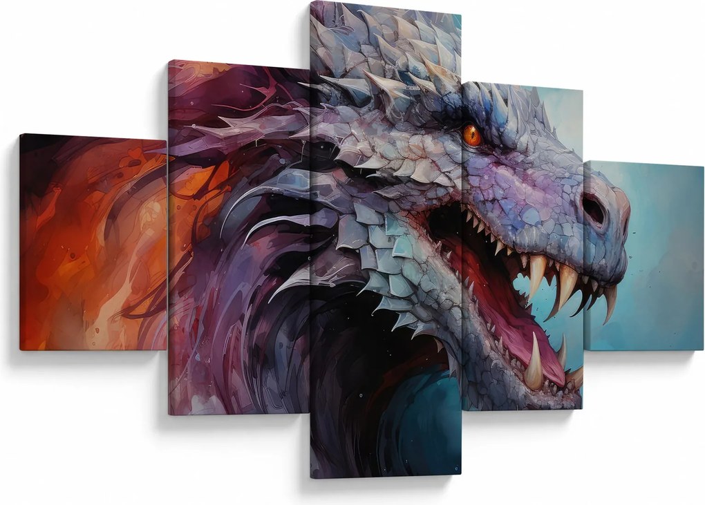Obraz - Ilustracja przedstawiająca smoka (125x70 cm)