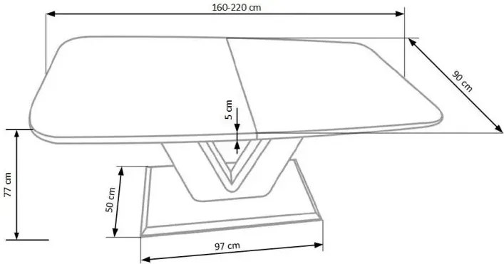 Stół MISTRAL 160(220)x90 biały/srebrny rozkładany HALMAR