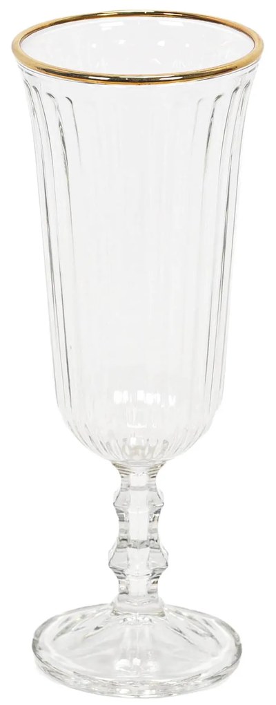 Prążkowana szampanówka ze złotym brzegiem, 120 ml