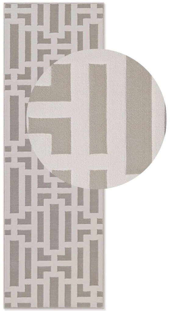 Dywan nowoczesny Perles Geometria szaro-kremowa 80 cm x 240 cm