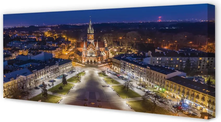 Obraz na płótnie Nocny Widok na Kościół Mariacki