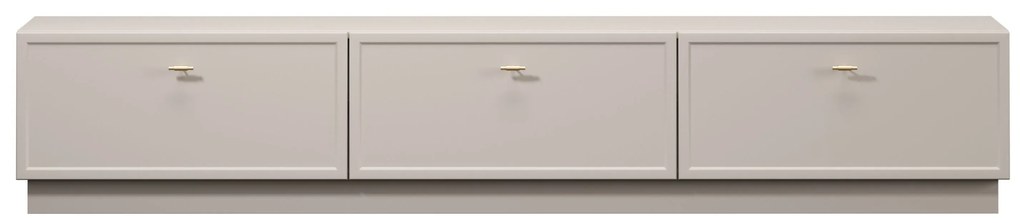 Szafka RTV Lorini 200 cm z szufladami - kaszmir / złote uchwyty T-bar