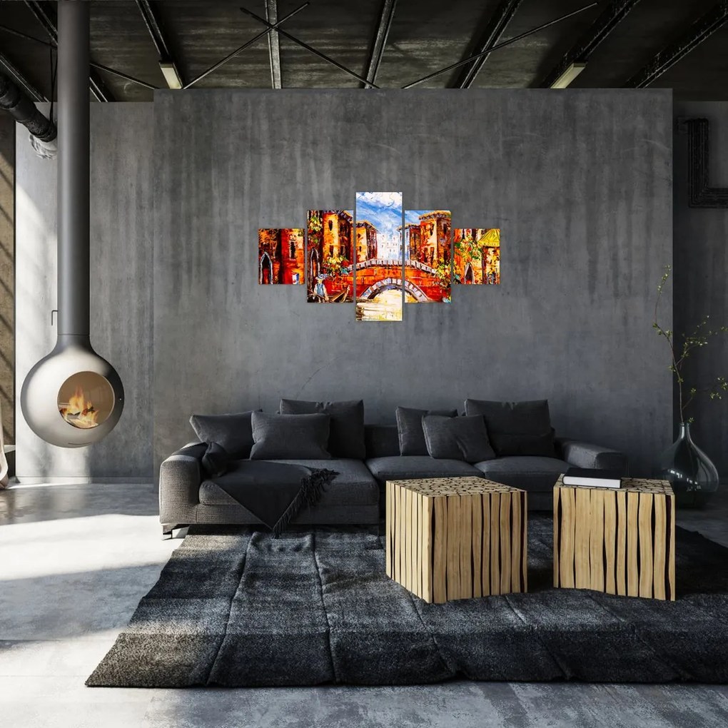 Obraz - Obraz olejny przedstawiający miasto III. (125x70 cm)