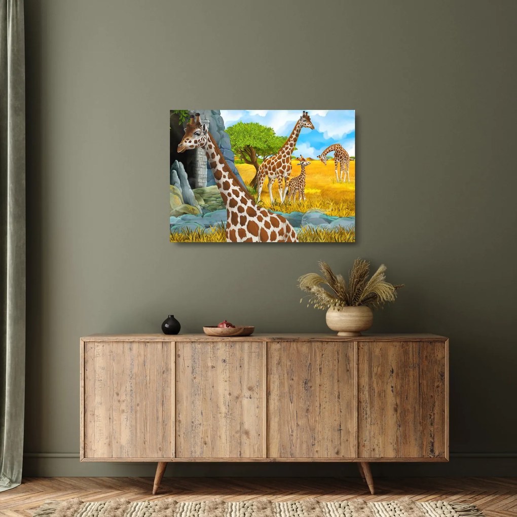 Obraz na szkle - Rodzina żyraf (70x50 cm)