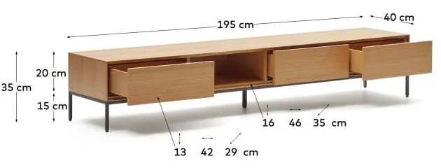 Szafka pod TV w dekorze dębu 195x35 cm Vedrana – Kave Home