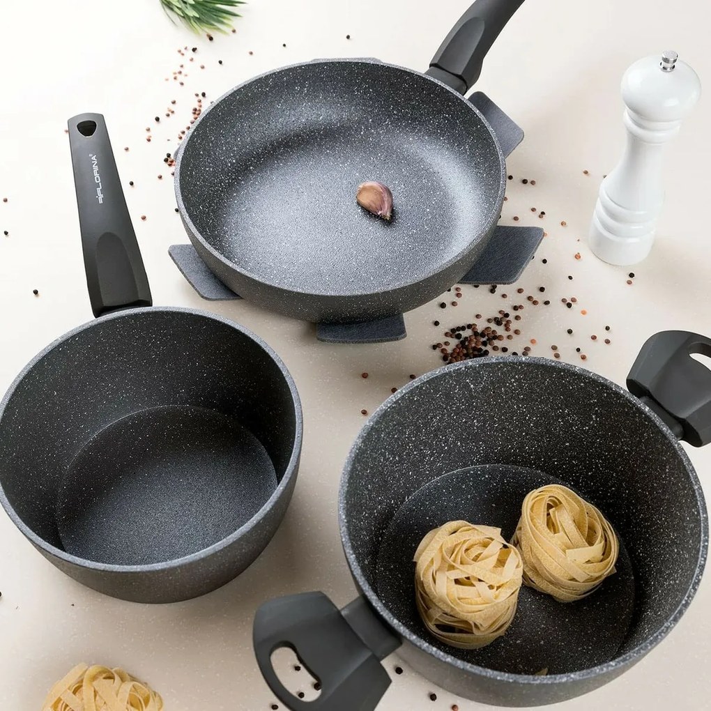 Florina Patelnia kamienna Lava Stone MG, 30 cm,  szara, śred. 30 cm