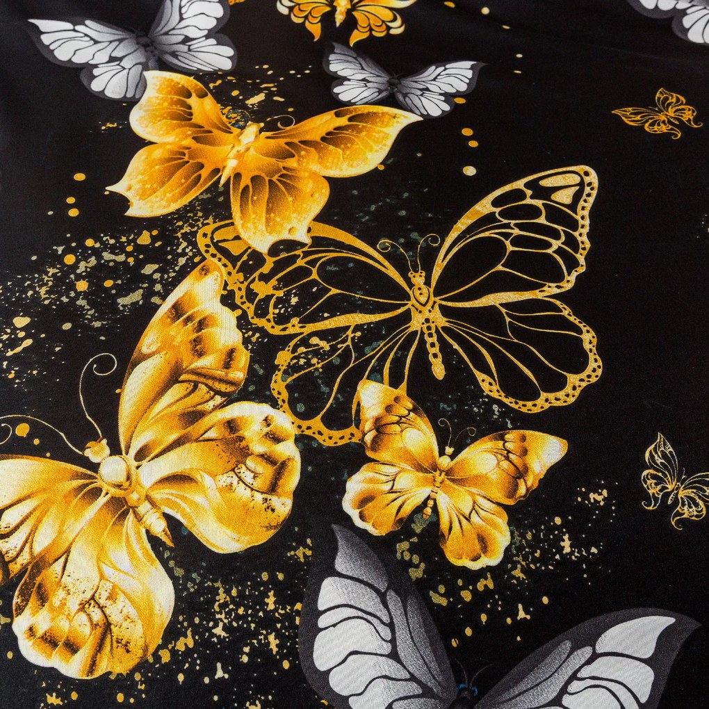 Poszewka na poduszkę z mikrofibry GOLD BUTTERFLY 50x70 cm, czarna