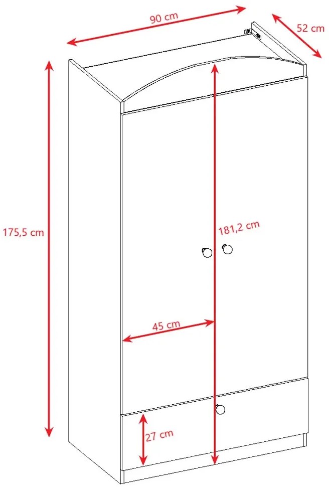 Szafa dwudrzwiowa dla dziecka D6-E67