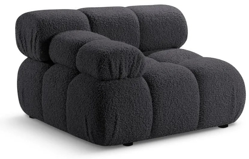 Antracytowy moduł sofy z materiału bouclé (lewostronny) Bellis – Micadoni Home