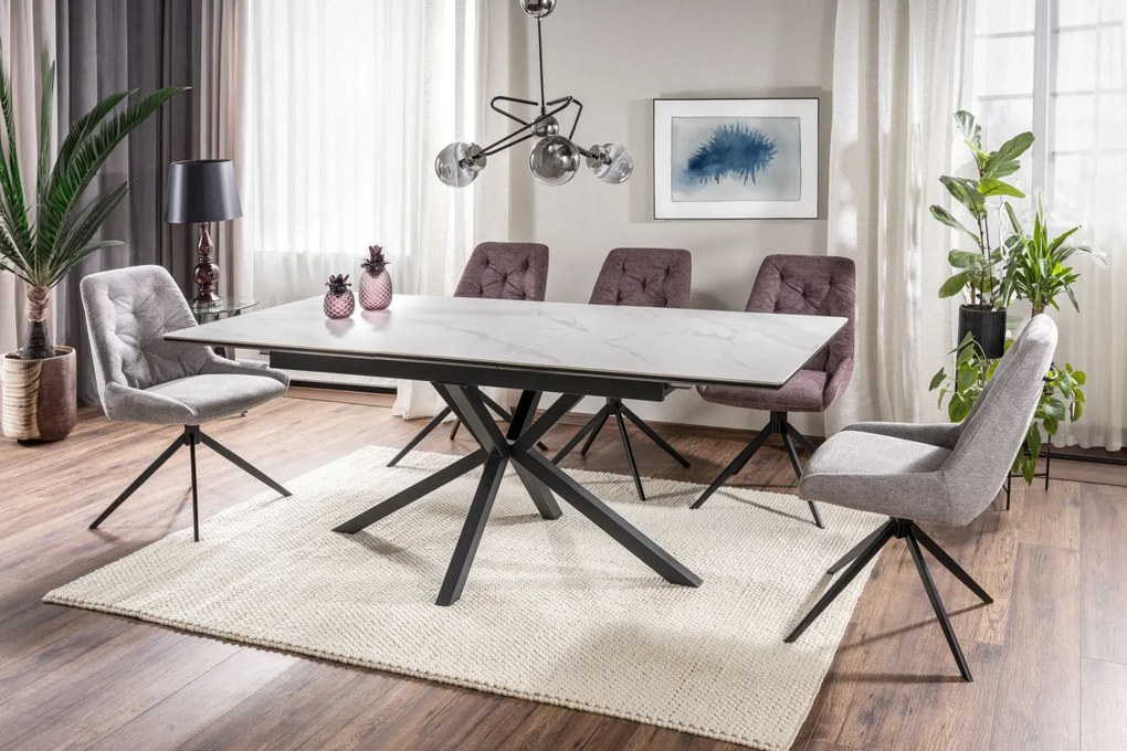 Stół rozkładany LOGAN CERAMIC 160(200)x90 biały mat/czarny mat SIGNAL