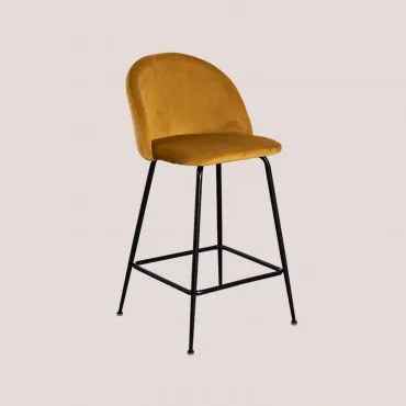 Zestaw 2 Wysokich Stołków Z Aksamitu Kana Design Negro & Mostaza & ↑65 Cm - Sklum
