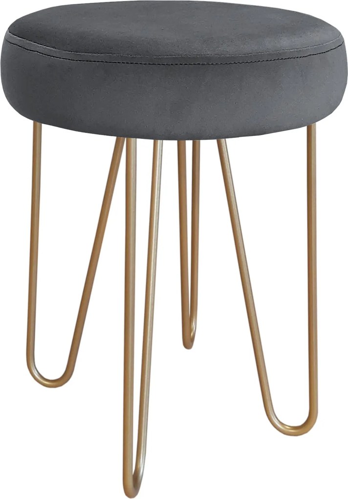 Taboret Venus tkanina Welur stelaż metalowy STOŁEK LOFT : Kolor Stelaża - Złoty, Kolor tkaniny - VELVET - BL14, Typ tkaniny - Velvet