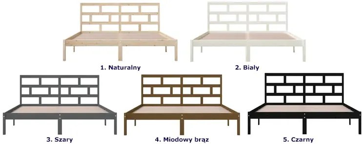 Białe drewniane podwójne łóżko 160x200 - Bente 6X