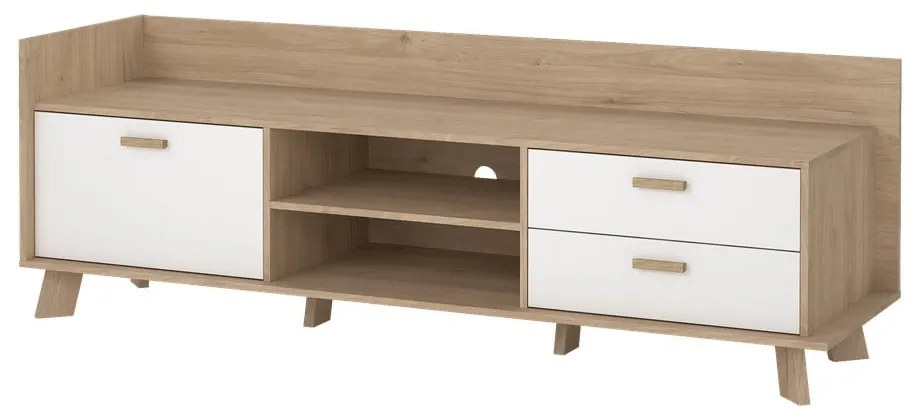 Biało-naturalna szafka pod TV w dekorze dębu 182x62x51 cm Ikast – Tvilum