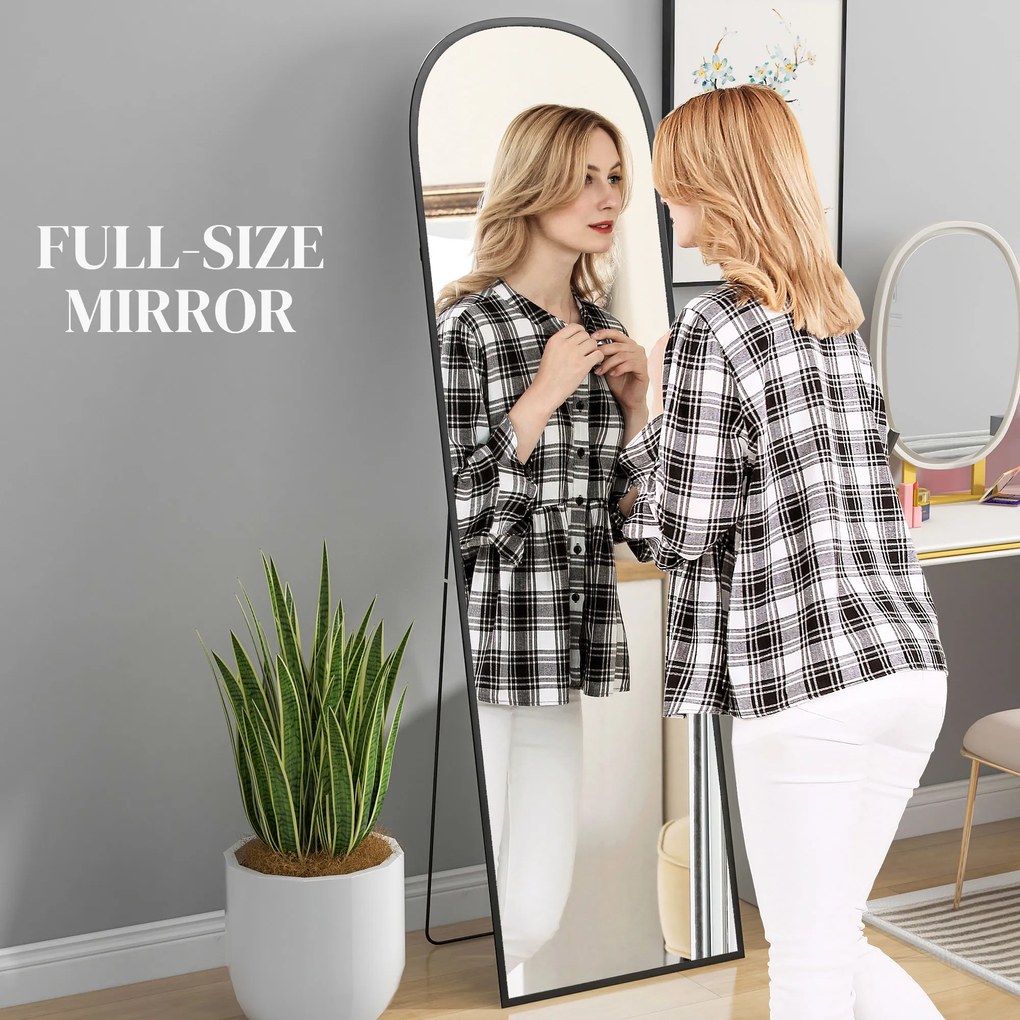 HOMCOM Lustro stojące, lustro w pełnej długości, nowoczesny design, 50 cm x 1,5 cm x 161,5 cm, czarne