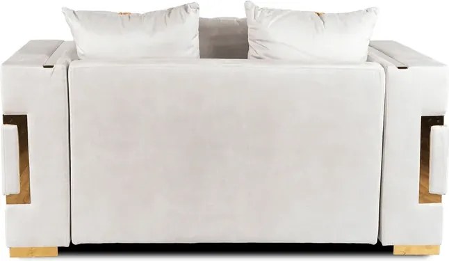 Sofa PALLAZO 2S Dwuosobowa Kremowo/Złota Welurowa Glamour
