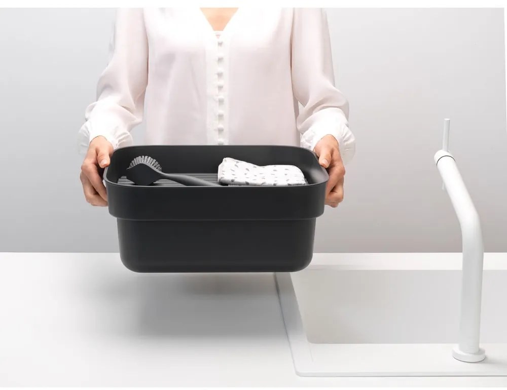 Ciemnoszara plastikowa miska do mycia naczyń z ociekaczem SinkSide – Brabantia