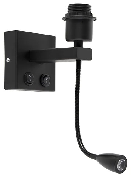 Nowoczesna lampa ścienna czarna z elastycznym ramieniem - Brescia Combi Nowoczesny Oswietlenie wewnetrzne