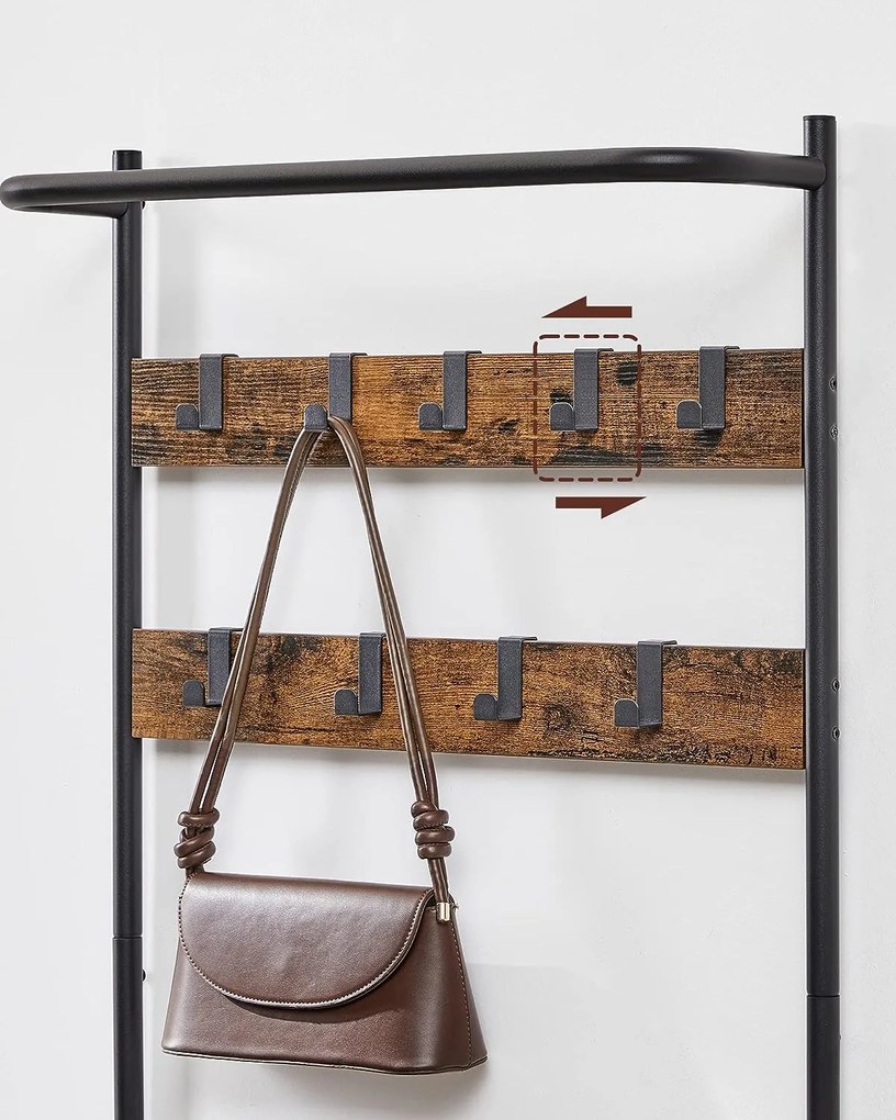 Ściana do przedpokoju TAYLOR z szafką na buty 180x64 cm, rustykalny brąz