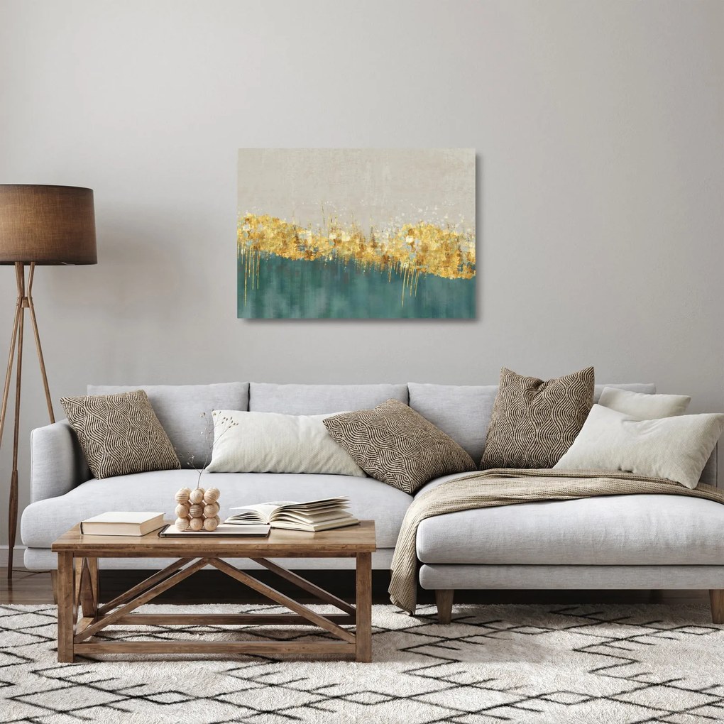 Obraz na szkle - Tekstura ze złotą dekoracją (70x50 cm)