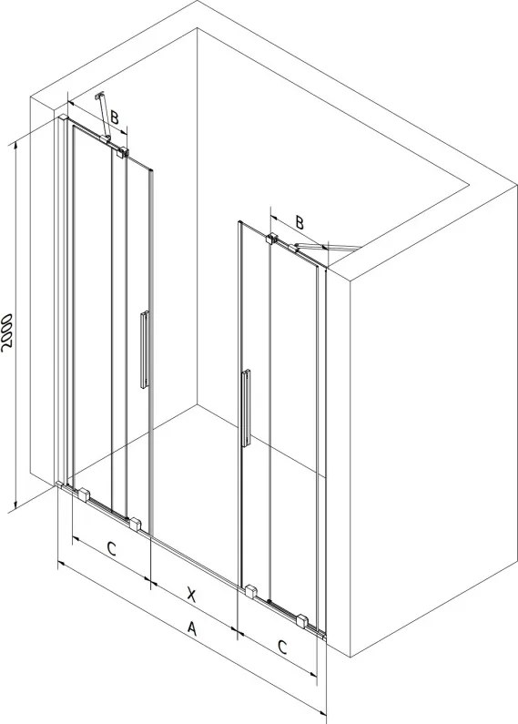 Mexen Velar Duo drzwi prysznicowe rozsuwane 170 cm, transparent, czarne - 871-170-000-02-70