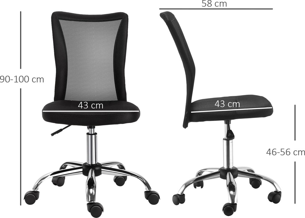 Vinsetto Krzesło Biurowe Czarne Siatkowe Regulowana Wysokość Komfortowa Praca i Nauka | Aosom PL