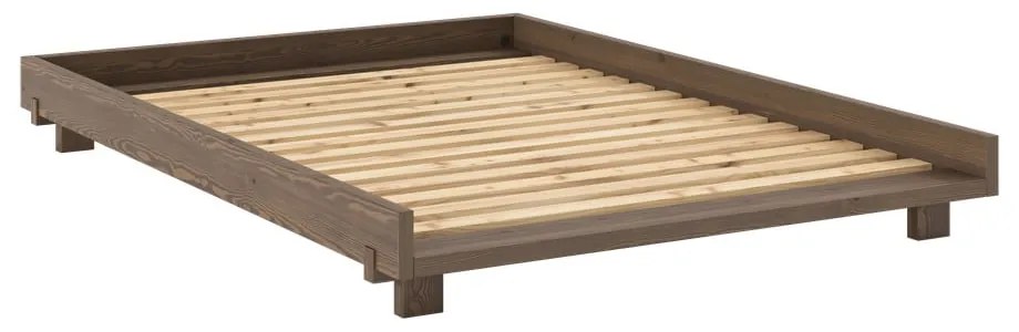 Brązowe łóżko dwuosobowe z litego drewna sosnowego ze stelażem 140x200 cm Social – Karup Design
