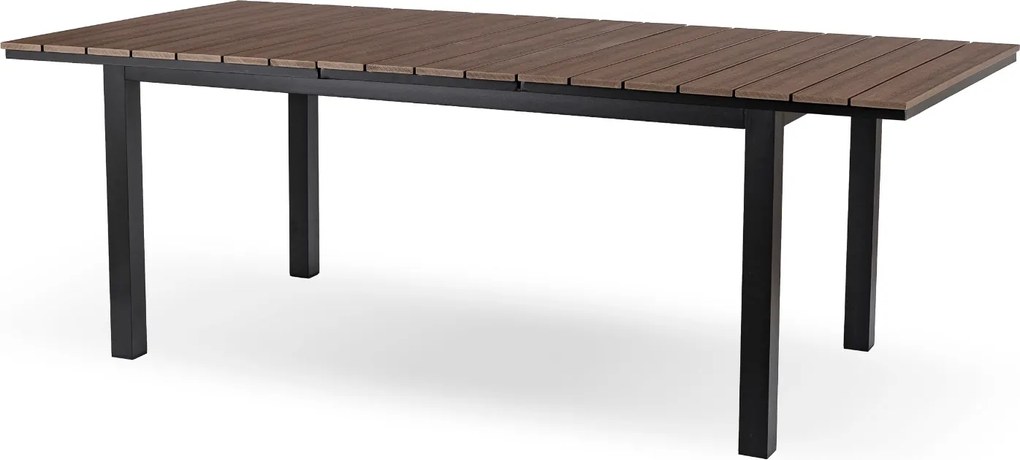 Rozkładany stół ogrodowy, kompozytowy Castello 140-180 cm, blat orzech, podstawa czarna
