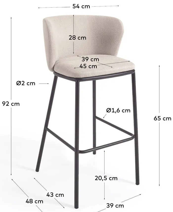 Beżowy hoker (wysokość siedziska 65 cm) Ciselia – Kave Home
