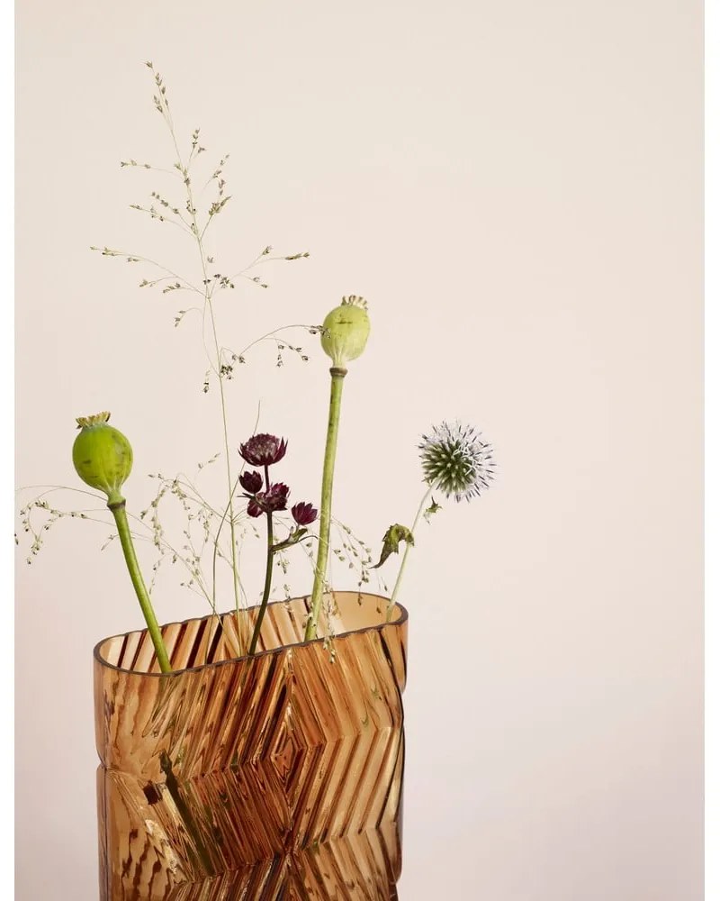 Pomarańczowy szklany wazon Hübsch Deco, wys. 18 cm
