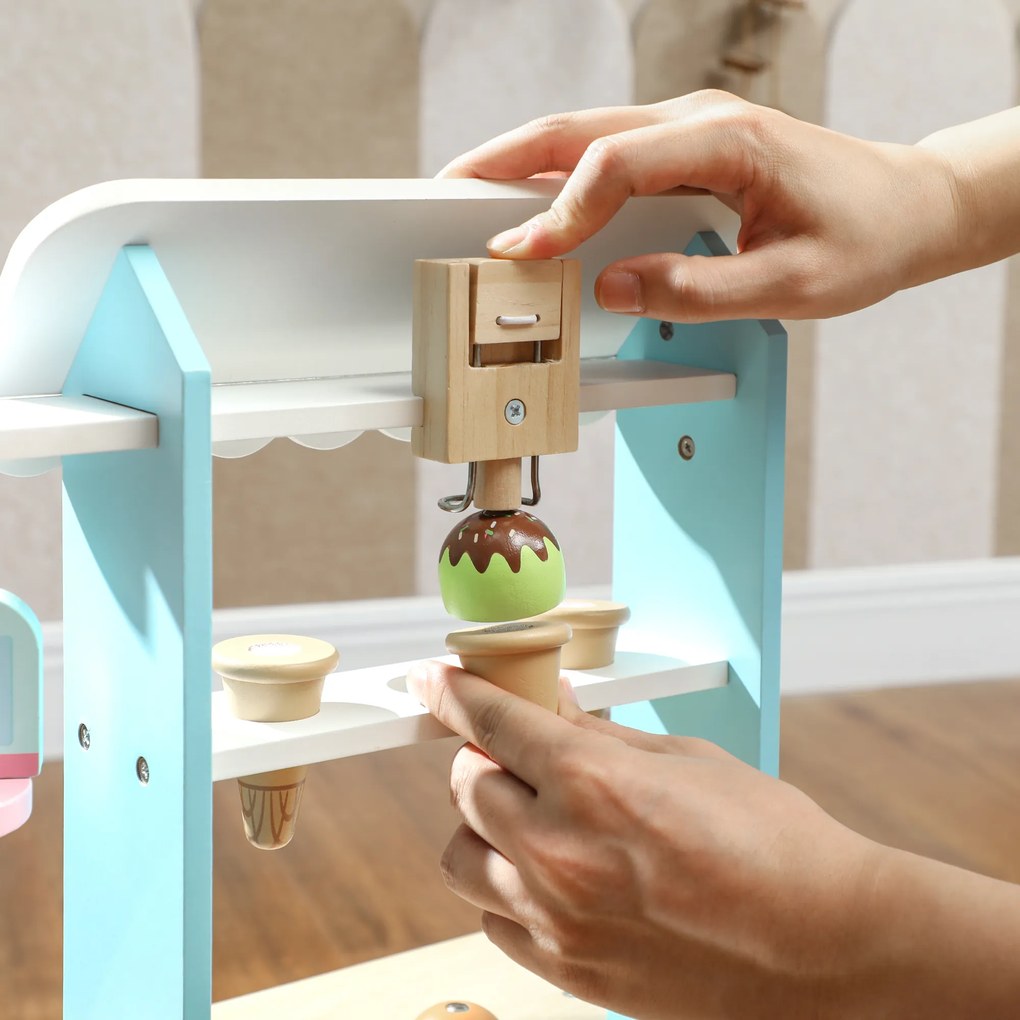 AIYAPLAY Lodziarnia i piekarnia dla dzieci, 17 akcesoriów, piekarnik, MDF, jasnoniebieski