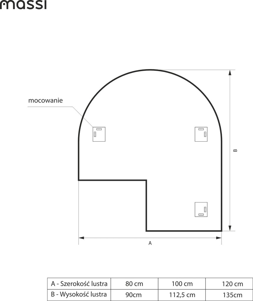 Lustro portalowe oszlifowane z podświetleniem ARCH Cut LED  | Różne rozmiary | Różne kolory : Kolor tafli szkła - Srebrny, Rozmiar - 120 x 135 cm