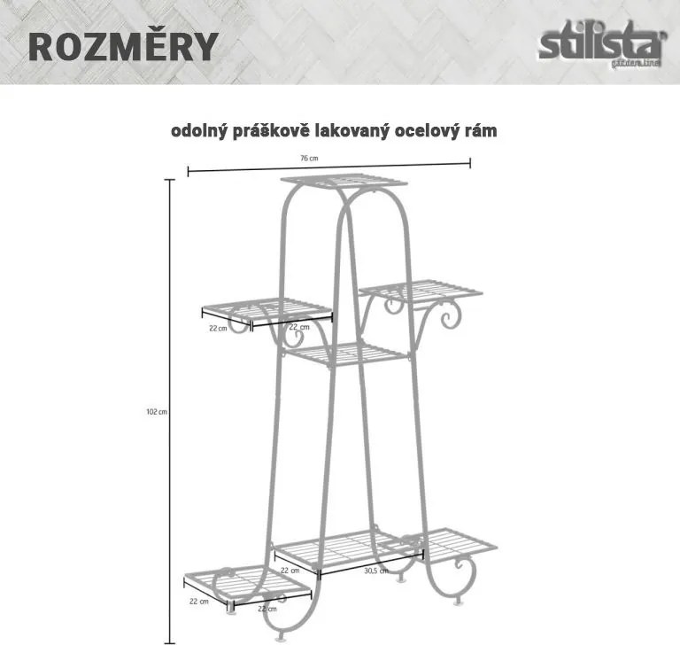 STILISTA Kwietnik, 102 x 76 x 24 cm, stal