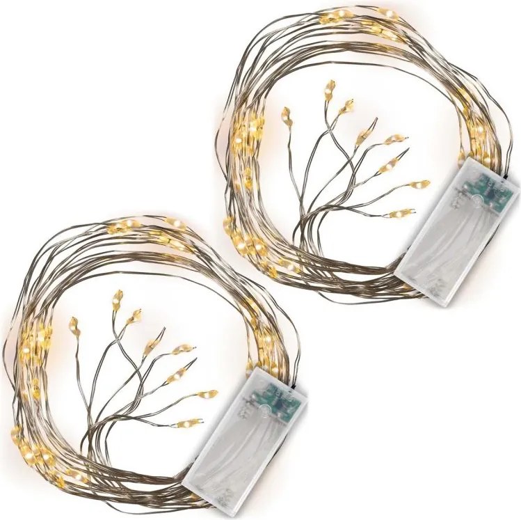 Świąteczny przewód świetlny MINI LED, 2 szt, biały ciepły