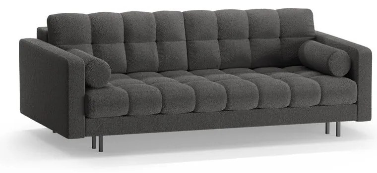 Ciemnoszara rozkładana sofa ze schowkiem z materiału bouclé 222 cm Bali – Cosmopolitan Design