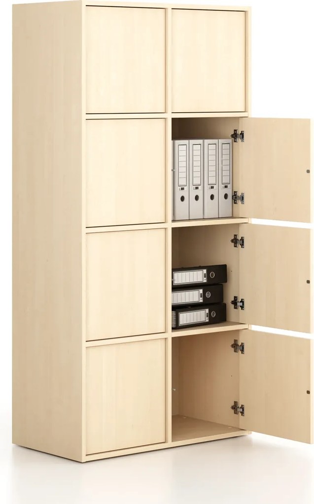 Szafka biurowa FRAME, 8x drzwi, 872 x 450 x 1735 mm, PUSH-lock, brzoza