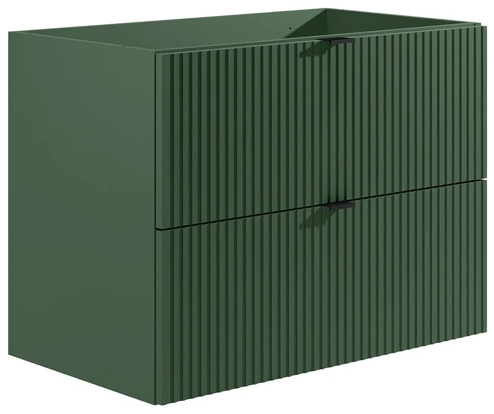 Szafka pod umywalkę wisząca w paski – Zielona matowa – 80 cm – ZEVINI