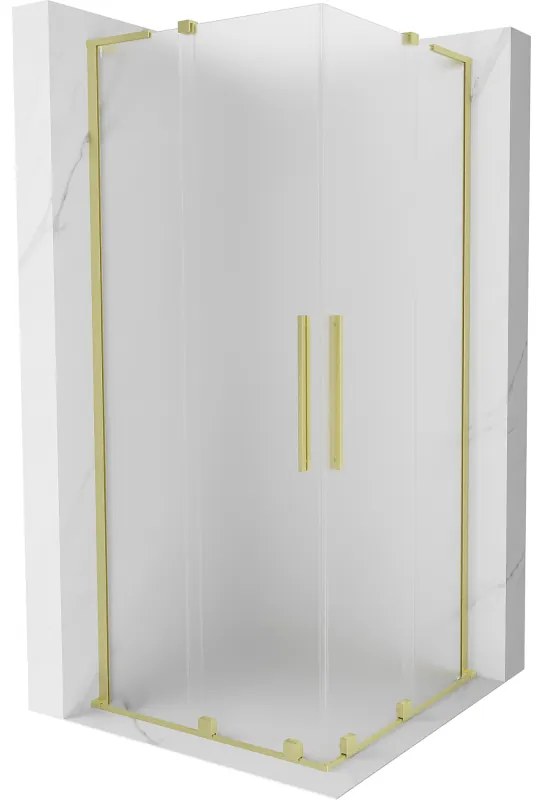 Mexen Velar L Duo kabina prysznicowa rozsuwana 100 x 100 cm, szron, złota szczotkowana - 871-100-100-02-33-55