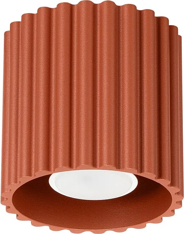 Lampa Sufitowa Minimalistyczny Aura, Aluminium - 1 Źródło - L.10 X H.10 Cm - Ochra Czerwona