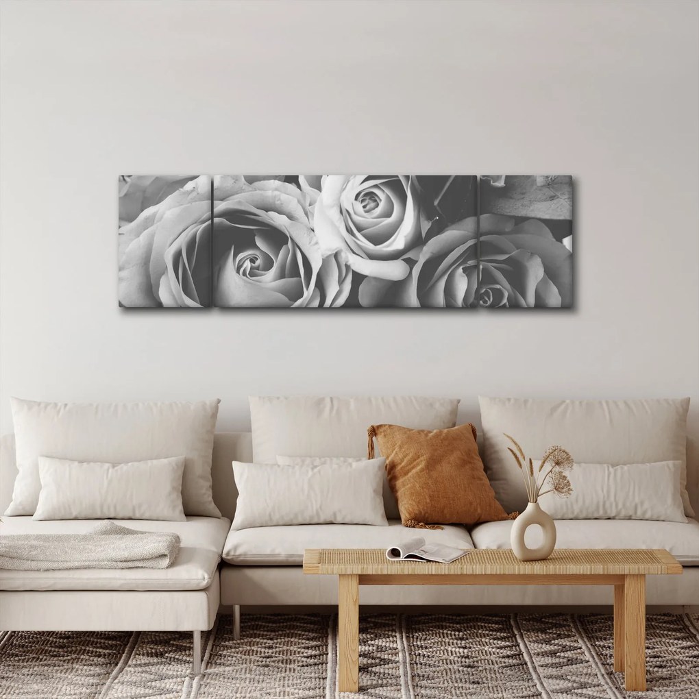 Obraz - Róża, czarno - biały (170x50 cm)