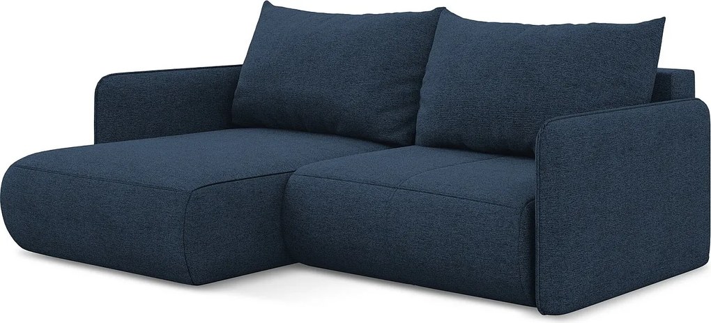 Narożnik lewostronny z funkcją spania - z tkaniny szenilowej - królewski niebieski - NANEA