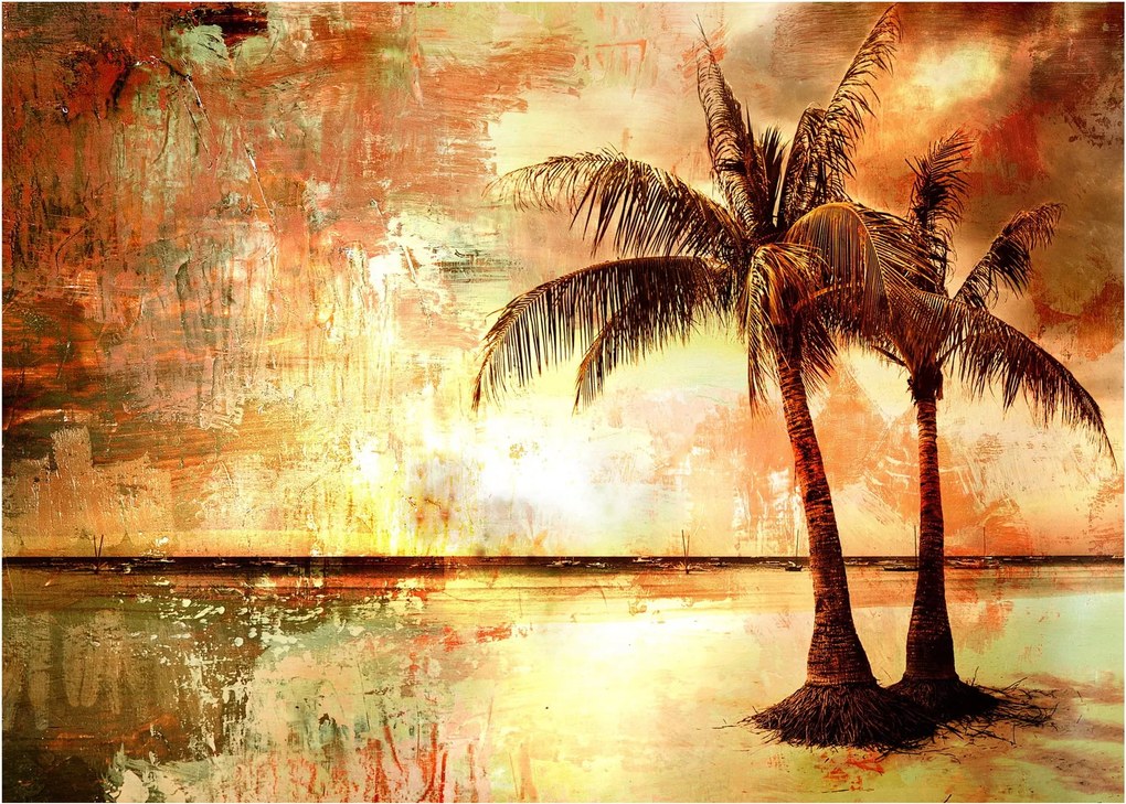 Obraz na szkle - Palmy na plaży (70x50 cm)