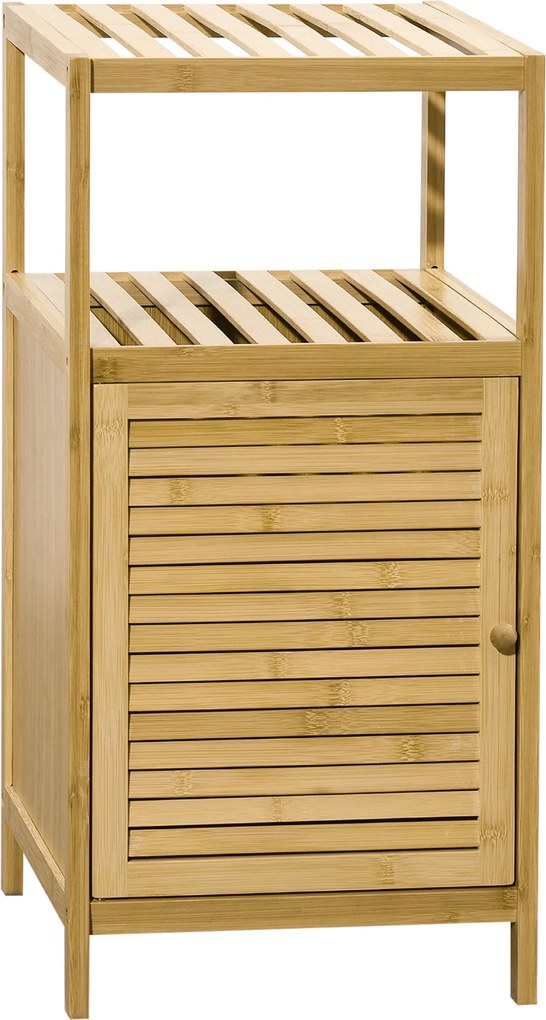 kleankin Szafka łazienkowa półka na ręcznik, bambus, 1 półka, 1 szafka, 33 cm x 36,5 cm x 67 cm, naturalne drewno