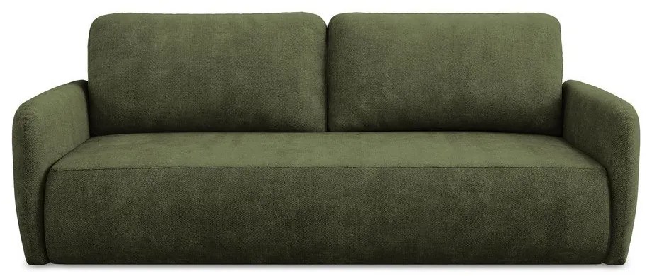 Zielona rozkładana sofa z tkaniny szenilowej ze schowkiem 218 cm Lilo – Makamii