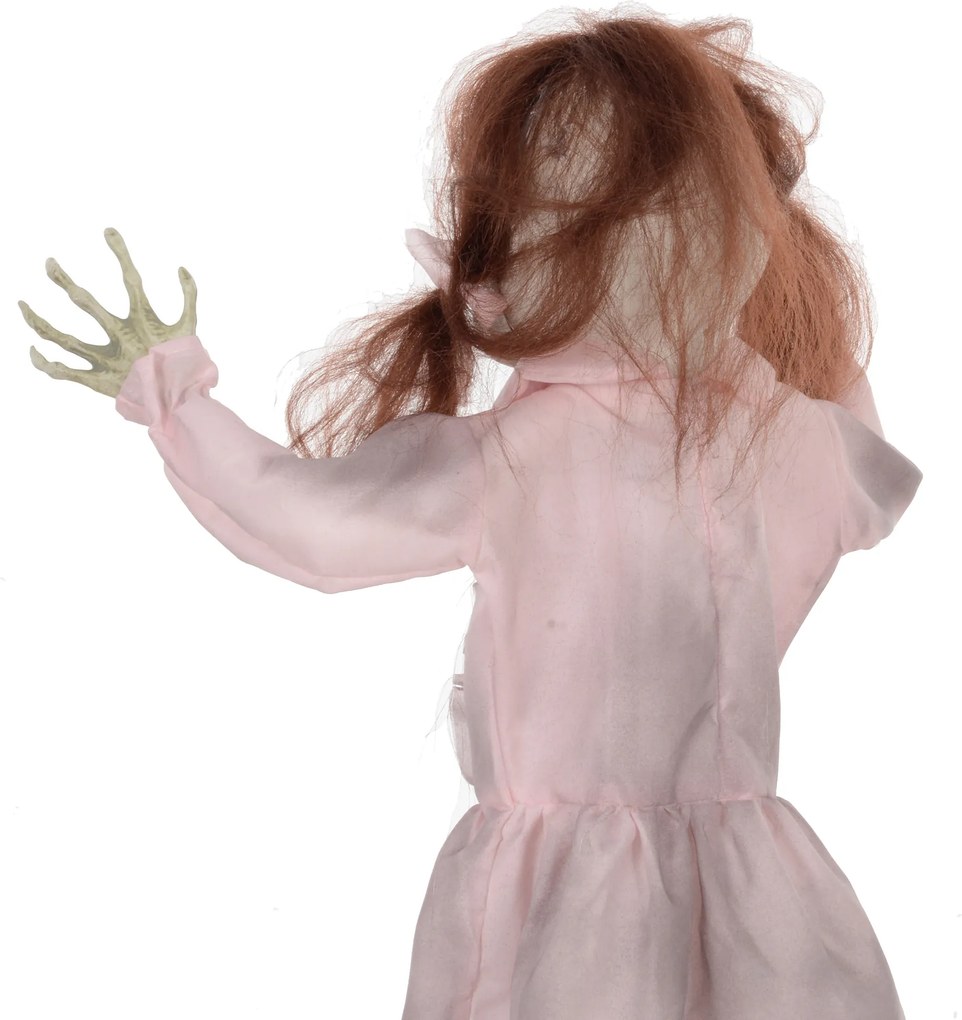 HOMCOM Lalka Horror, Dekoracja Helloween, aktywowana dźwiękiem/dotykiem, czerwone oczy, dźwięk, 76 cm