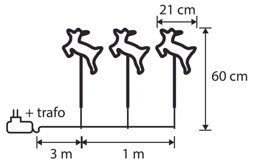 Zewnetrzna Zestaw 3 świątecznych reflektorów Biały Jeleń z LED i timerem IP44 - Shika Oswietlenie zewnetrzne