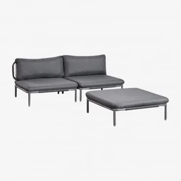 Sofa Modułowy Ogrodowy 2-częściowy Z Pufą Roubly Grafitowa Szarość - Sklum