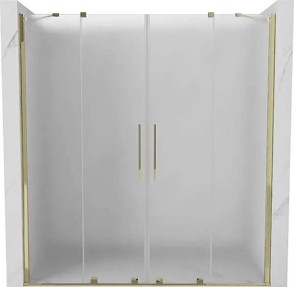 Mexen Velar Duo drzwi prysznicowe rozsuwane 200 cm, szron, złote - 871-200-000-32-50