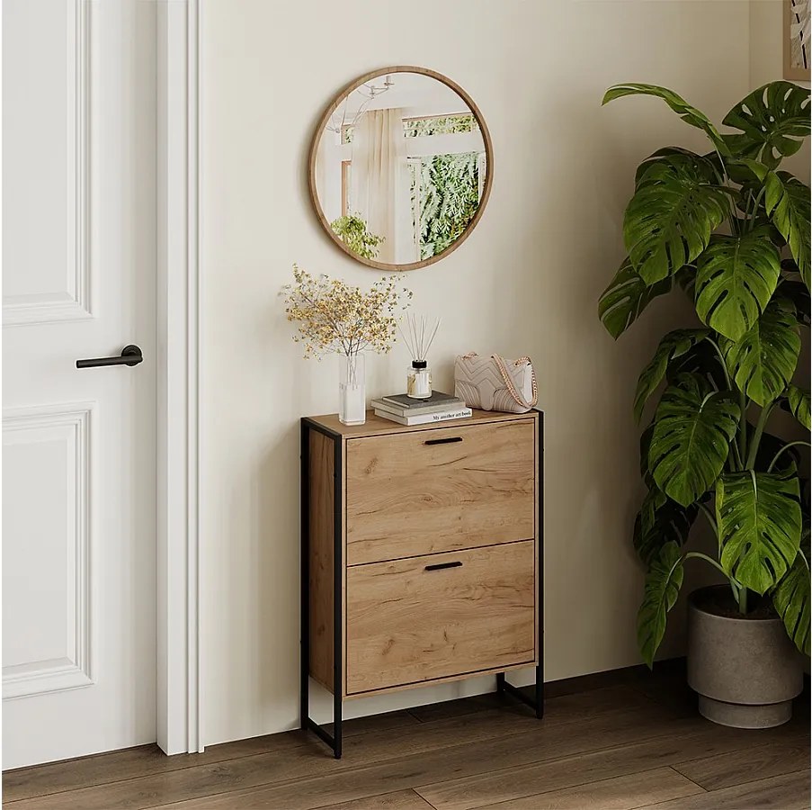 Wózek na buty goldkraft dąb/czarny 63x23.5x83 folda